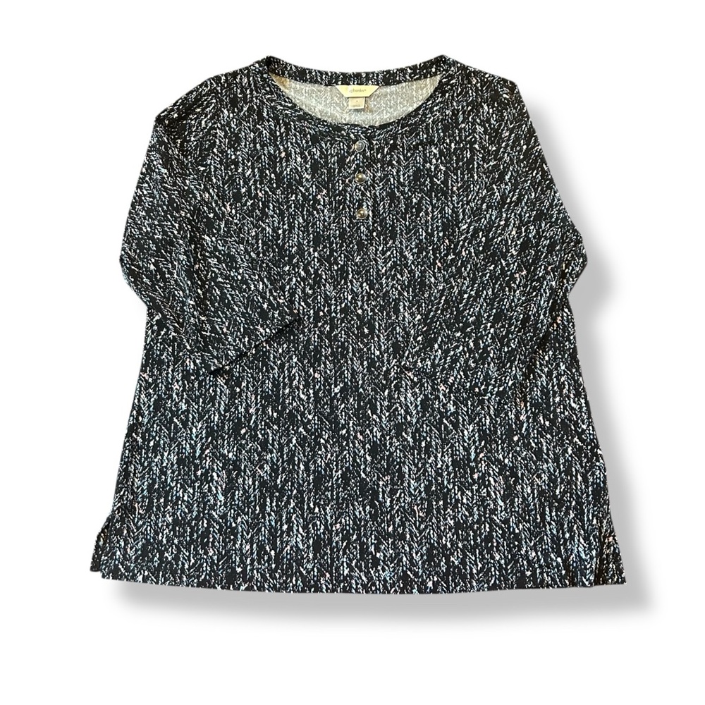 [CJ Banks] Black and Blue 3/4 Sleeve Top